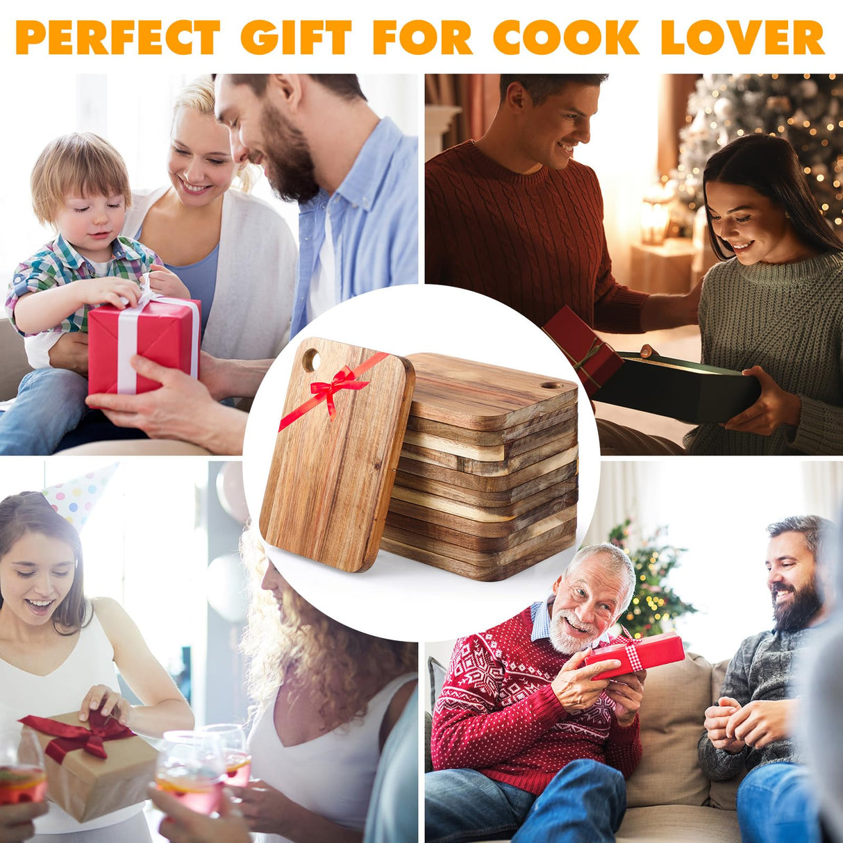 Vesici 12 Pcs Small Acacia Wood Cutting Board Rectangle Wooden Chopping Boards Lightweight Cutting Serving Tray Mini Cutting Board Bulk for Kitchen Meats Cheese Fruit Bread Wedding Housewarming Gift Vesici