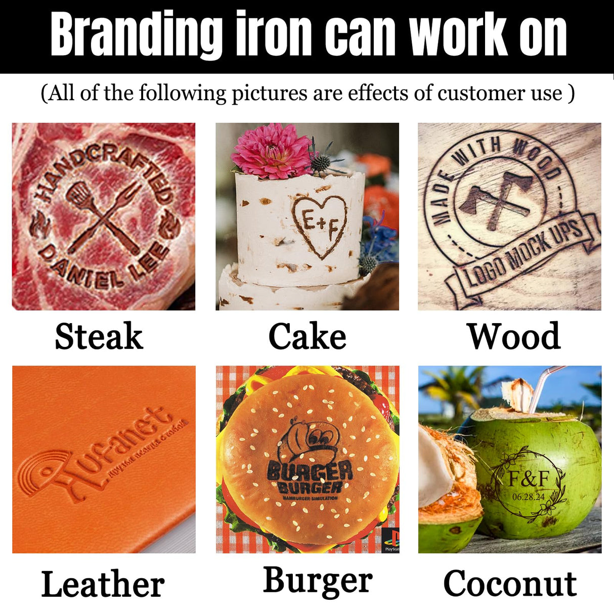 Custom Electric Wood Branding Iron Logo Personalized Metal Branding Iron for Meat Leather Cake Customized Wood Burning Stamp Wedding Gifts 2 inches 300W GBVllexuii