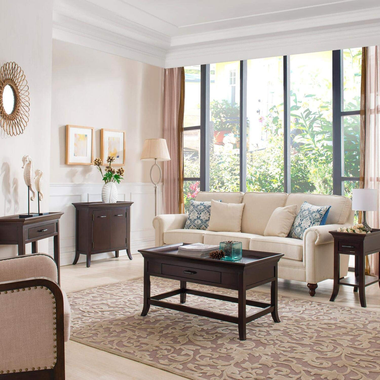 Leick Home Traditional Cherry Tray Edge Chairside Table Leick Home