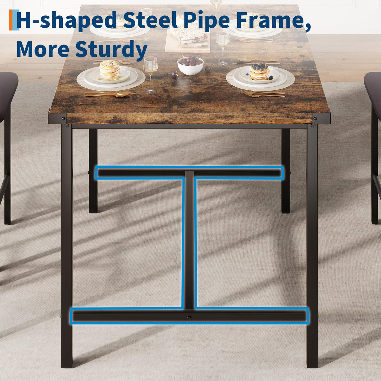 IDEALHOUSE Dining Table Set for 4 w/Footrest & Corner Protector, 5-Piece Kitchen Table Set with Counter Height Table & 4 Upholstered Bar Stools, for Kitchen Room, Apartment, Pub,Retro Brown IDEALHOUSE