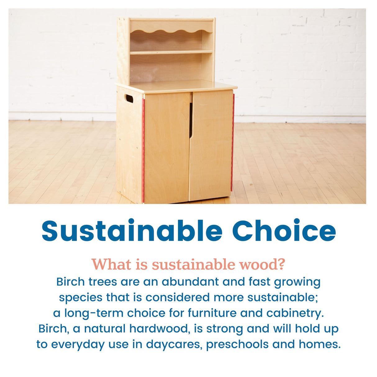 ECR4Kids Play Kitchen Storage Cupboard, Wooden Playset, Natural ECR4Kids