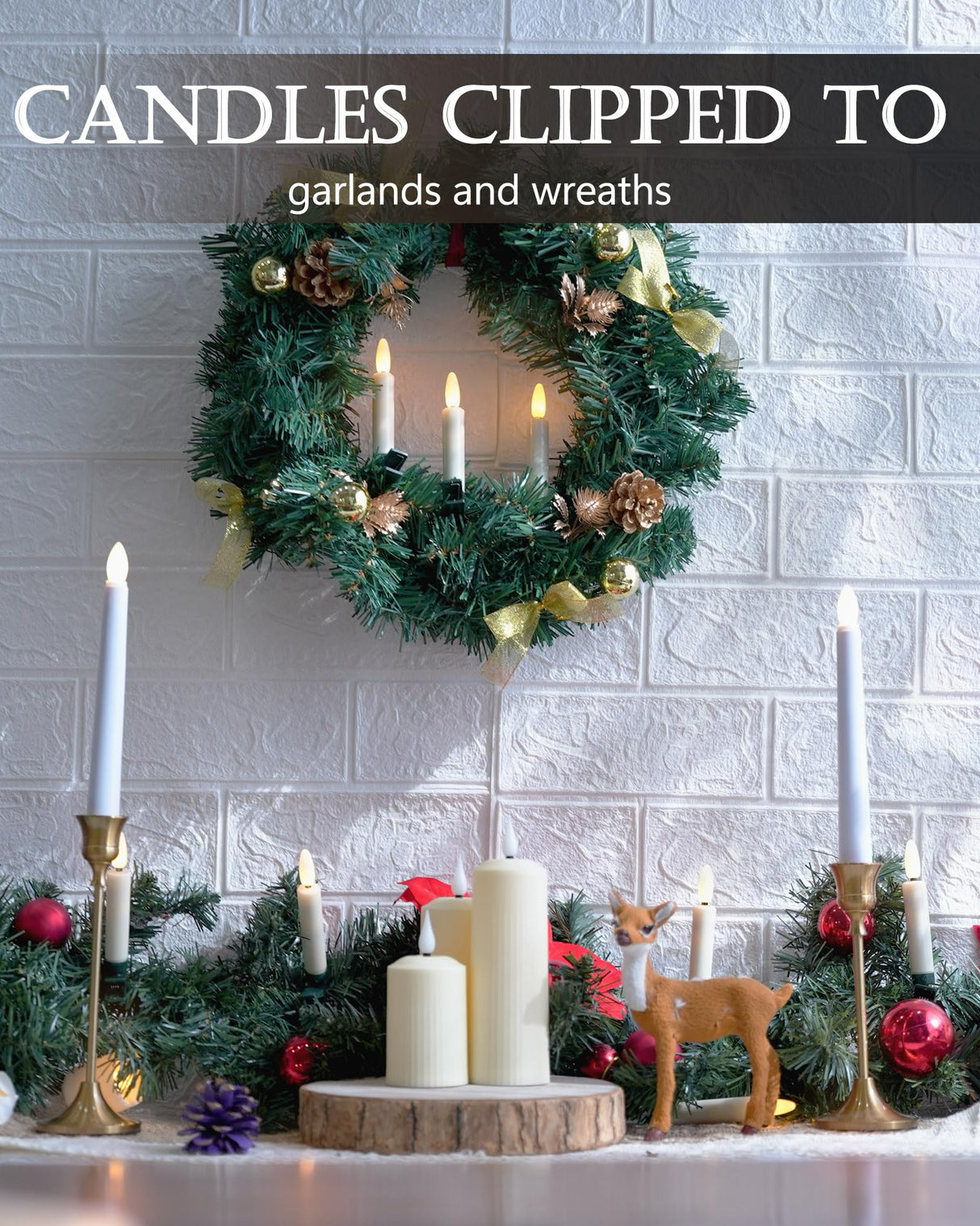 FPOO 20 PCS Christmas Tree Candles Lights Flickering,Clip on Candle Battery Operated Taper Candle Stick with Timer,Mini Flameless Candles for Wreath Candelabra Waterproof Outdoor FPOO