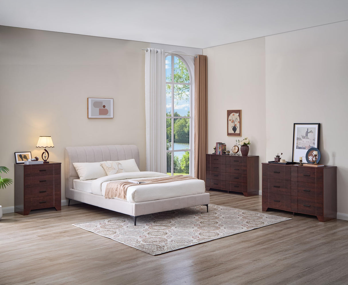 Farmhouse 8 Drawers Dresser for Bedroom, Wood Large Chest of Drawers, Long Dressers Double Dresser, Curved Wide Dresser Storage Dressers Organizer for Bedroom, Closet, Living Room,Hallway & Entryway FFBCFDK