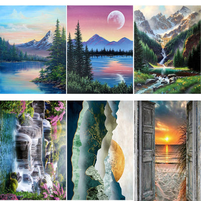 DOTZSO 6 Pack Diamond Painting for Adults 5D Diamond Painting Kit DIY Full Diamond Art kit with Diamond Painting Crystal Art and Craft for Beginners 12x16 inches (Landscape)