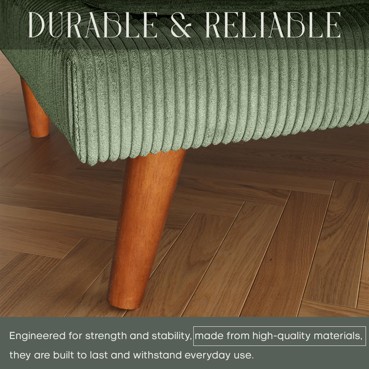 DreamDashio Futon Sofa Bed, 69 inch Futon Couch with Adjustable Backrest, Corduroy Convertible Sleeper Sofa Bed, Folding Sleeper Recliner for Apartment, Living Room, Office, Green DreamDashio