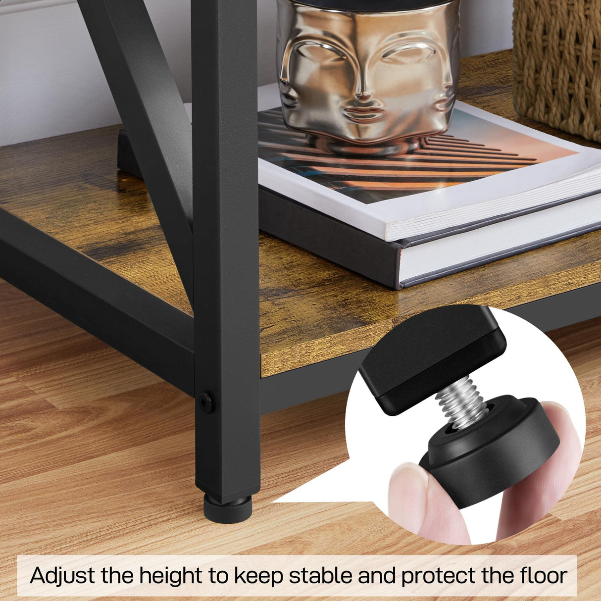 Yaheetech TV Stand for TVs Up to 70 Inches, Entertainment Center with 3-Tier Wooden Storage Shelves TV Console for Living Room, Rustic Brown Yaheetech