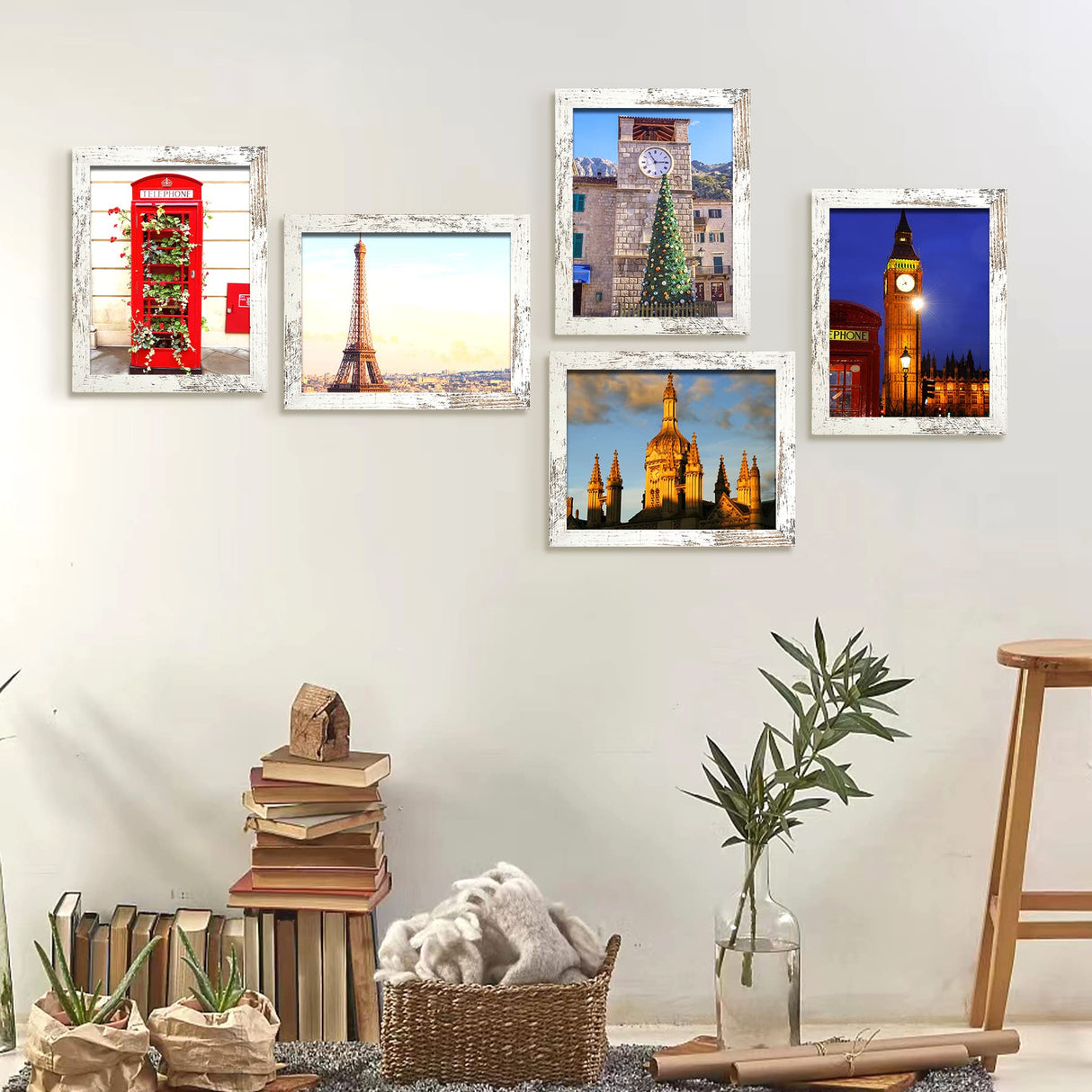 SESEAT 8x10 Picture Frame Rustic Distressed White, Display Pictures for Wall and Tabletop, 1 Pack SESEAT