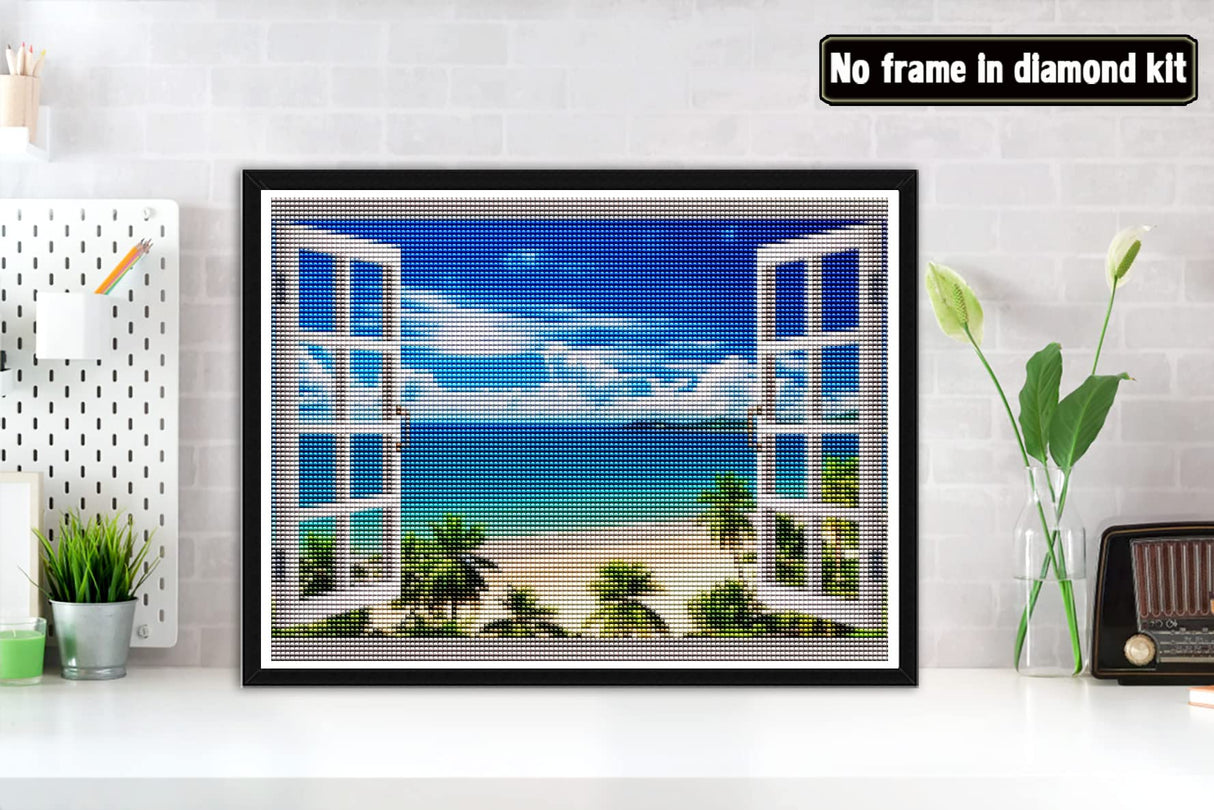 Bimkole 5D Diamond Painting Kits Beach Ocean Landscape, Full Drill Sky DIY Rhinestone Embroidery Set Paint with Diamonds Art by Number Kits Cross Stitch Home Wall Craft Decoration (12x16in) Bimkole