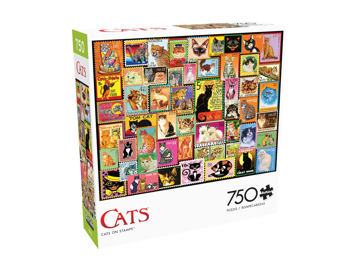 Buffalo Games - Lewis T. Johnson - Cats on Stamps - 750 Piece Jigsaw Puzzle for Adults -Challenging Puzzle Perfect for Game Nights - Finished Size is 24.00 x 18.00 Buffalo Games