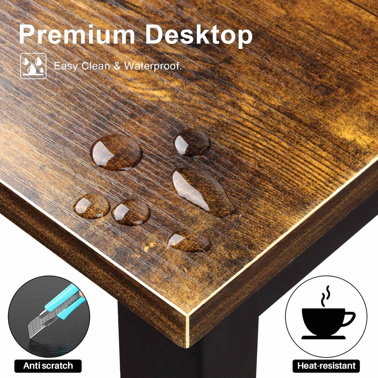 Aquzee 55 Inch Rustic Brown Computer Desk with Hutch and Storage Shelves Aquzee