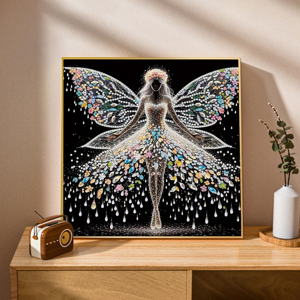 Ceiomez Fairy Diamond Painting Kit for Adults, Butterfly Fairy Diamond Art Kits, DIY Special Shape Crystal Rhinestones Diamonds Gem Art Kits for Adults for Home Decoration Gifts 12x12inch Ceiomez
