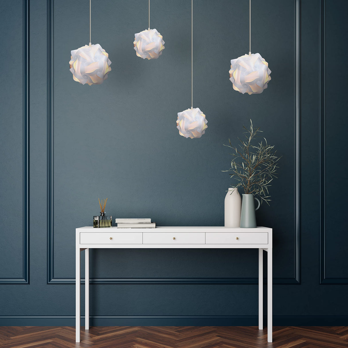 kwmobile DIY Puzzle Lamp Shade - Modern IQ Jigsaw Light in 30 Pieces min. 15 Different Designs - Diameter Approx. 7.9 in / 20 cm - White in Size S kwmobile