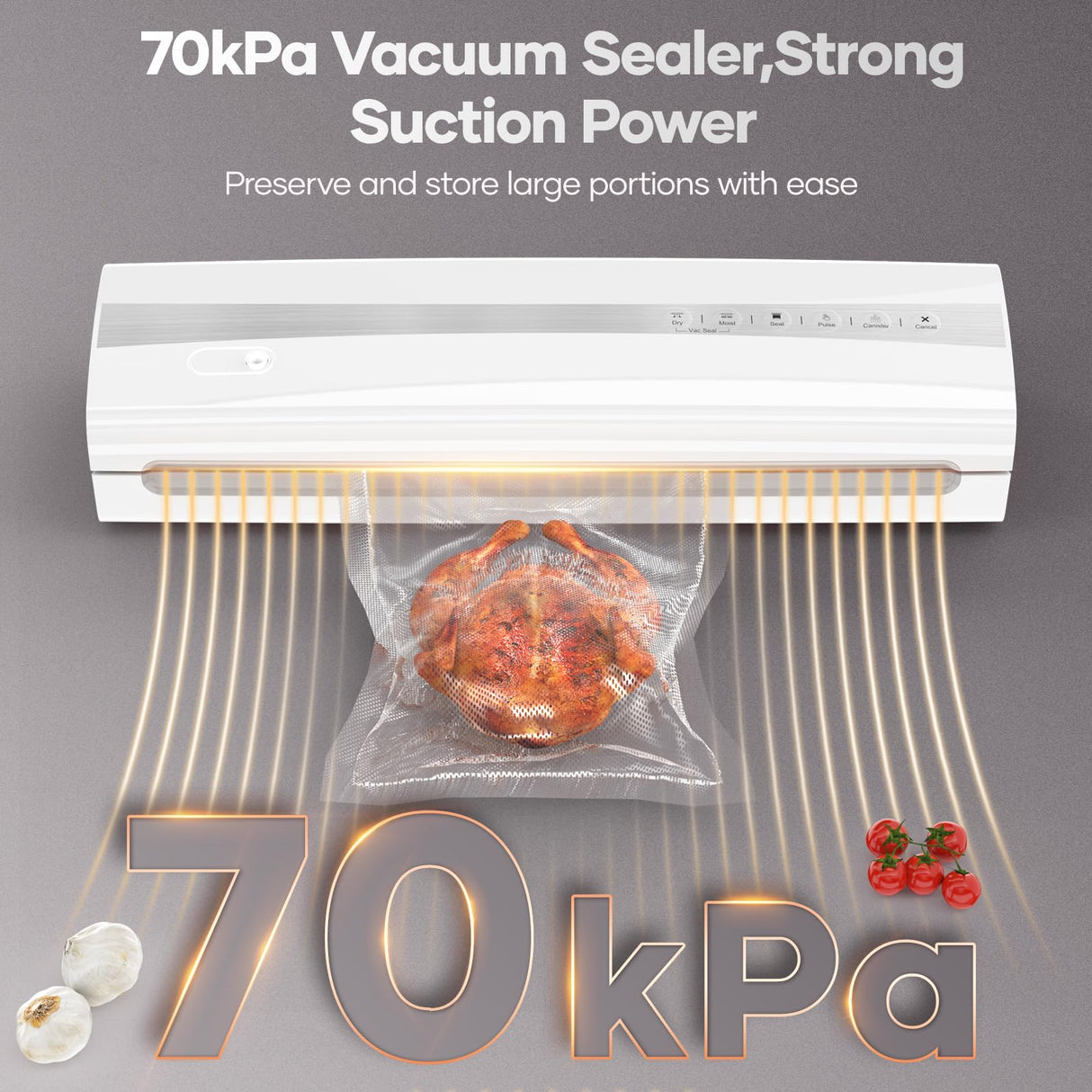 Powerful Vacuum Sealer Machine,Precision Vacuum Sealer Machine With Bag Cutter,Compact Design with 5 Meters Vacuum Seal Rolls,Dry/Moist Compact Full Automatic Food Sealer kejector