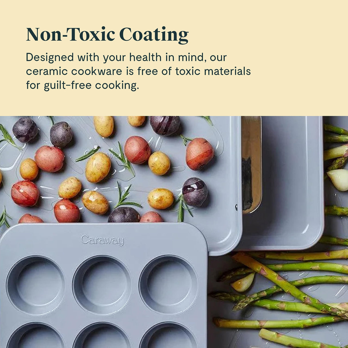 Caraway Nonstick Ceramic Bakeware Set (11 Pieces) - Baking Sheets, Assorted Baking Pans, Cooling Rack, & Storage - Aluminized Steel Body - Non Toxic, PTFE & PFOA Free - Cream Caraway