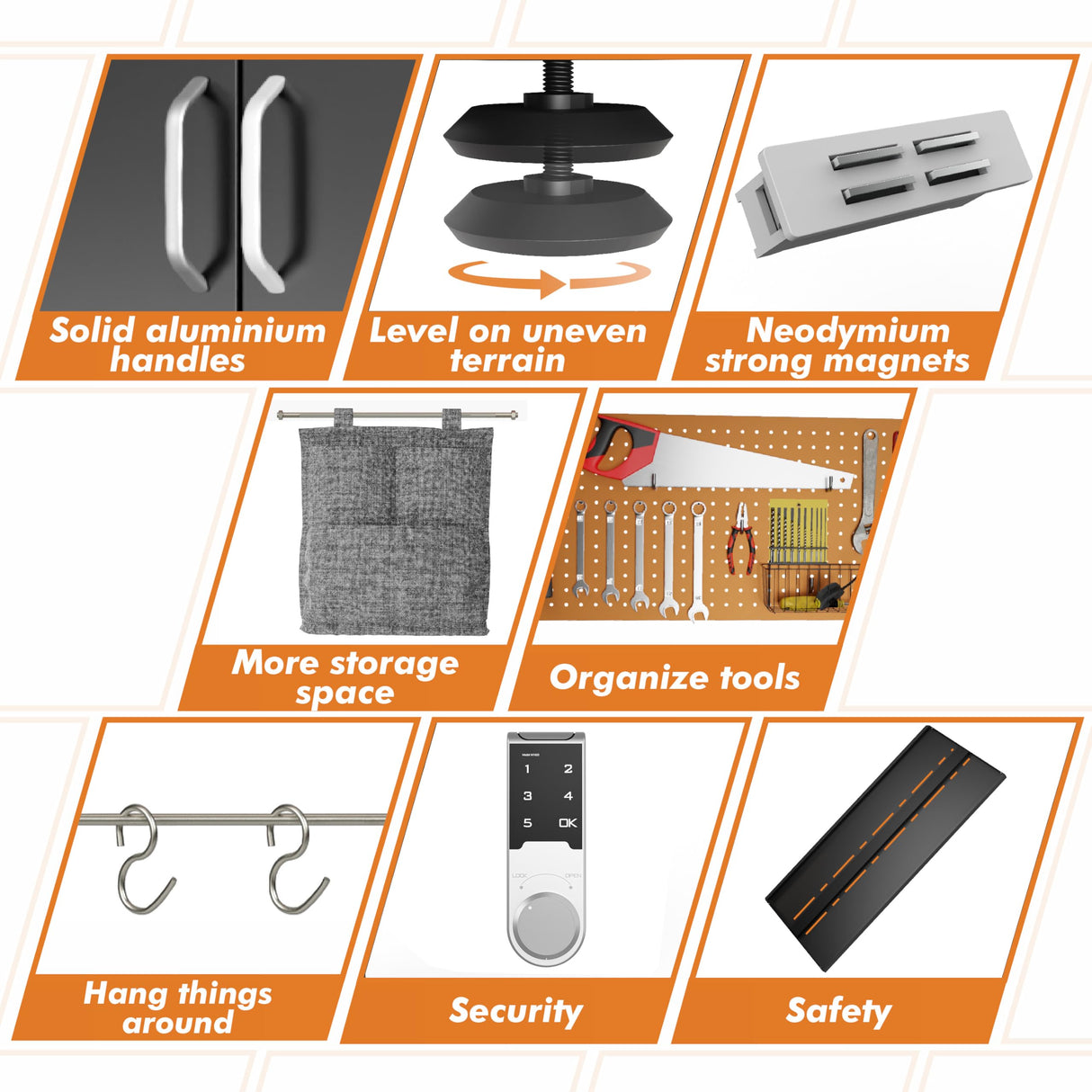 METALTIGER Metal Storage Cabinet with Digital Lock | Garage Storage Cabinet | Pegboard | 71" Lockable Tool Cabinet | Locking Cabinets (Black) METALTIGER