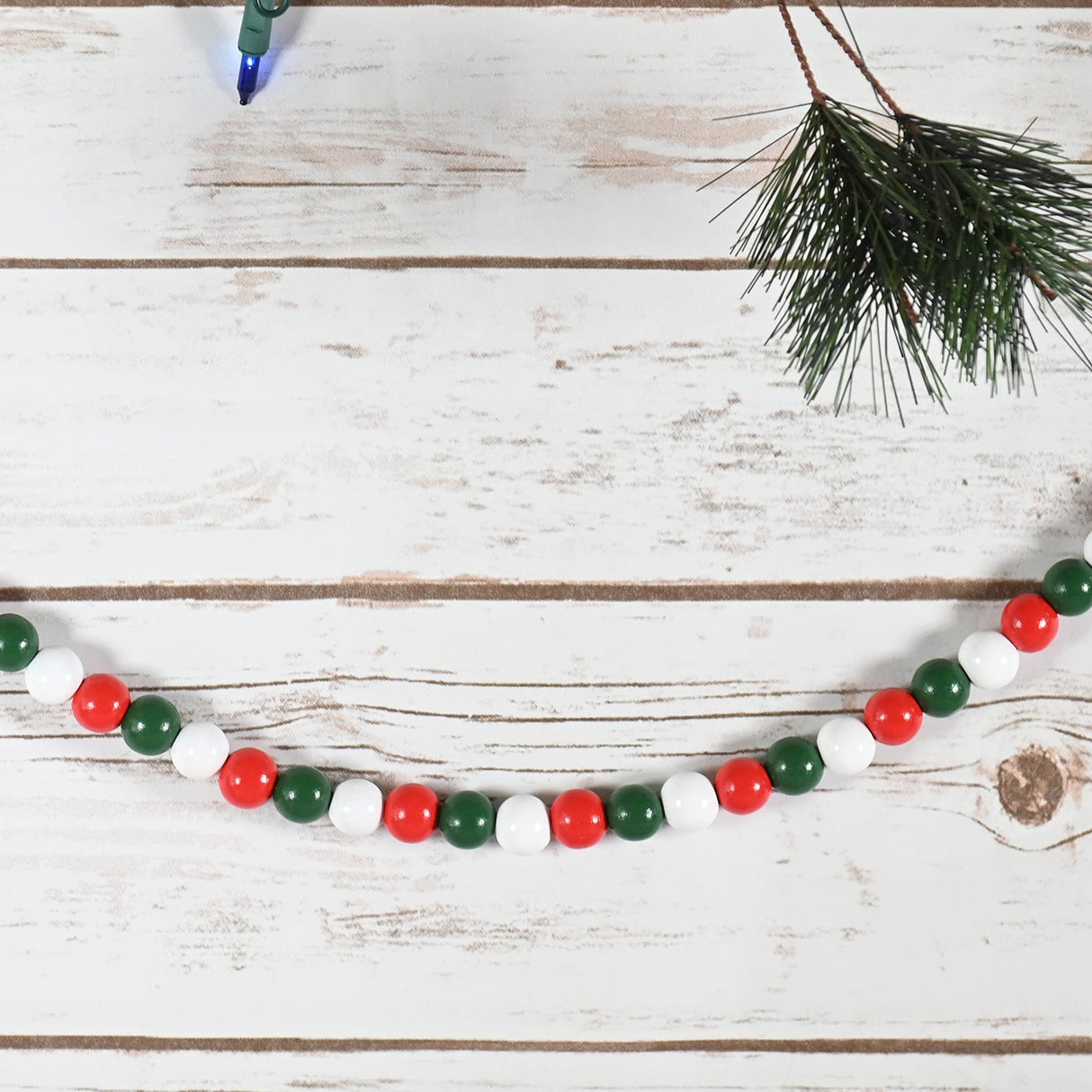 Ornativity Red and Green Garland - Rustic Christmas Wooden Farmhouse Xmas Decor Country Wood Beaded Home and Holiday Garland Tree Decorations Boho Strand of Beads 10 Feet Ornativity
