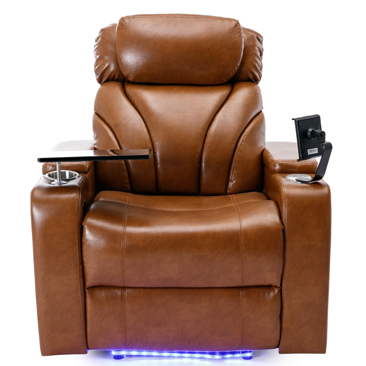 Power Motion Recliner Electric Power Recliner Chair with USB Charging Port, Hidden Arm Storage and Convenient Cup Holder, Ambient Lighting Gaming Recliner Chair Home Theater Seating (Light Brown) BEDGJH