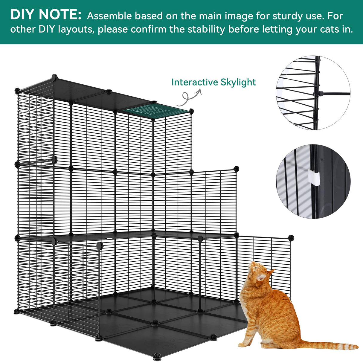 YITAHOME 4 Tier Cat Cage Large with Hammock Outdoor Cat Enclosure Catio Metal Kennels for 1-3 Cats, Indoor DIY Detachable Pet Playpen YITAHOME