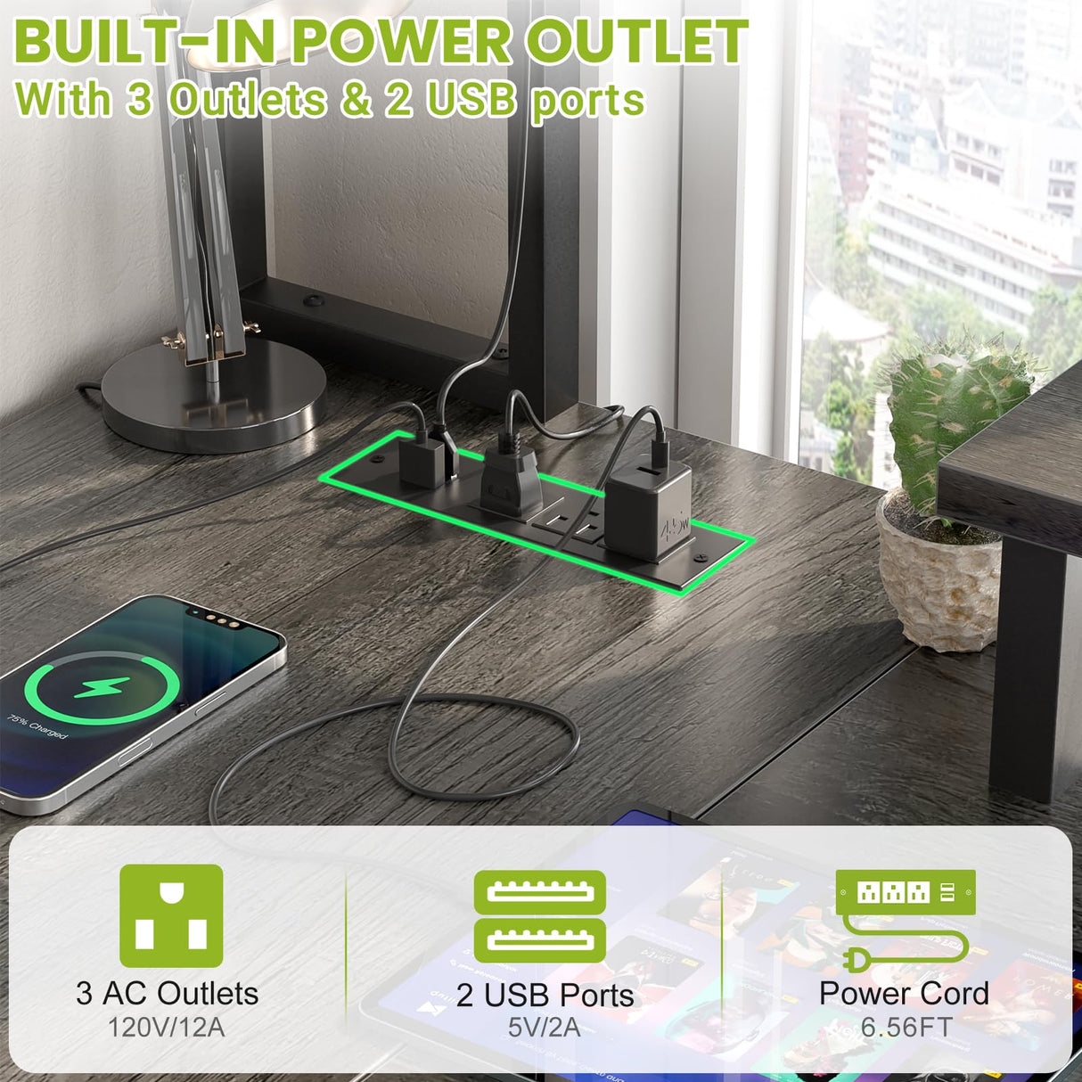 Besiost Small L Shaped Gaming Desk with Power Outlets, 48" Reversible L Shaped LED Computer Desk with Monitor Stand & Storage Shelf, Corner Gamer Desk Home Office Desk with Storage Bag, Black Oak Besiost