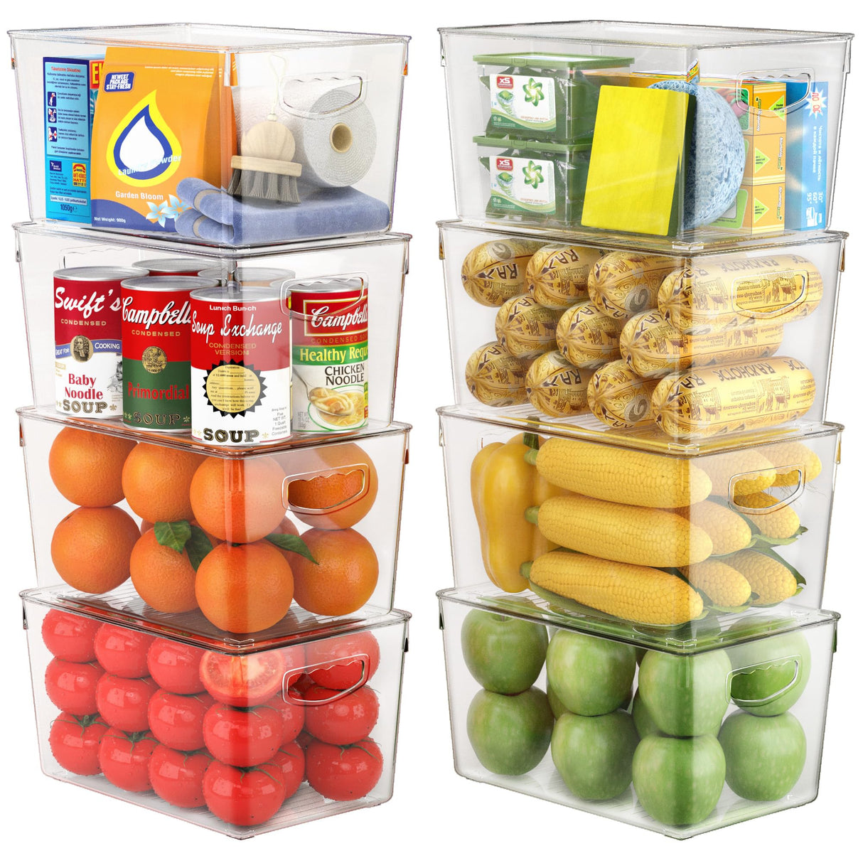 theaoo Clear Storage Bins with Lids Stackable - Large Plastic Containers for Pantry Organization and Storage - Perfect for kitchen,Fridge,Laundry Room,Bathroom,Garage,Closet,Cabinet Organizer - 8 Pack theaoo