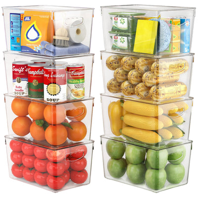 theaoo Clear Storage Bins with Lids Stackable - Large Plastic Containers for Pantry Organization and Storage - Perfect for kitchen,Fridge,Laundry Room,Bathroom,Garage,Closet,Cabinet Organizer - 8 Pack