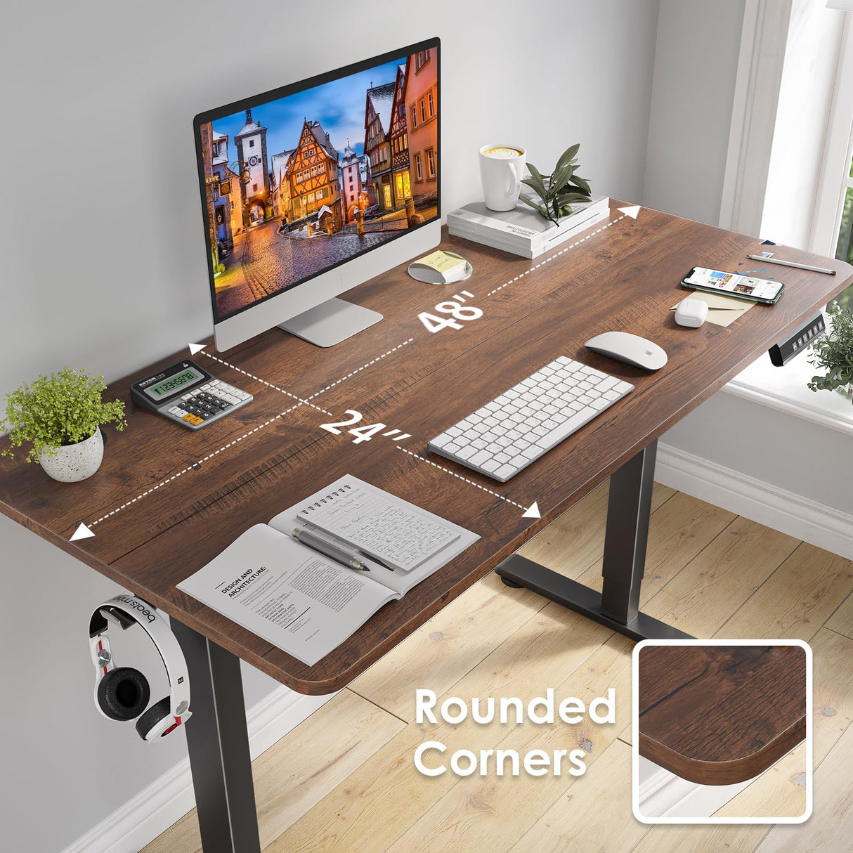 STARY Electric Standing Desk Adjustable Height Sit Stand Home Office Desk with Splice Board STARY