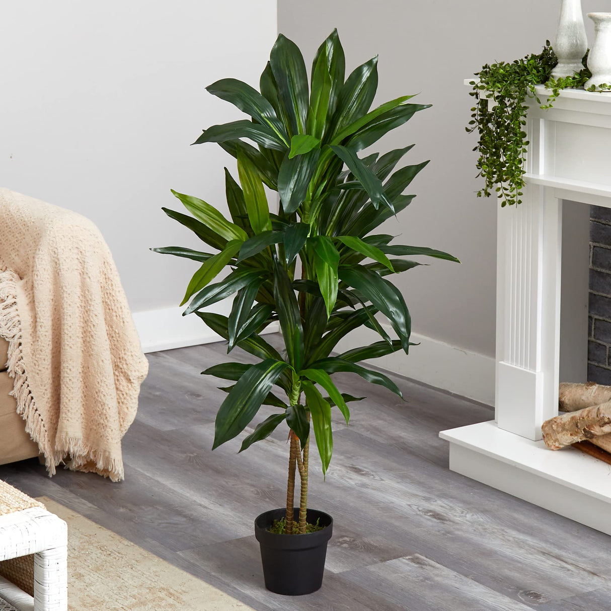 Nearly Natural 48" Dracaena Silk Plant (Real Touch) Green Nearly Natural