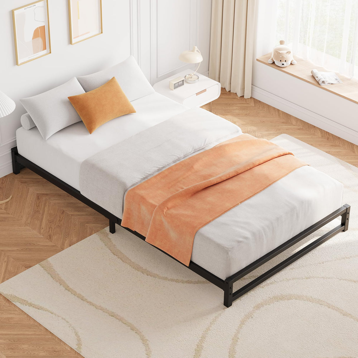 GAOMON 6 Inch Twin Size Metal Platform Bed Frame with Steel Slat Support, Mattress Foundation and No Box Spring Needed, Easy Assembly, Black (Twin) GAOMON