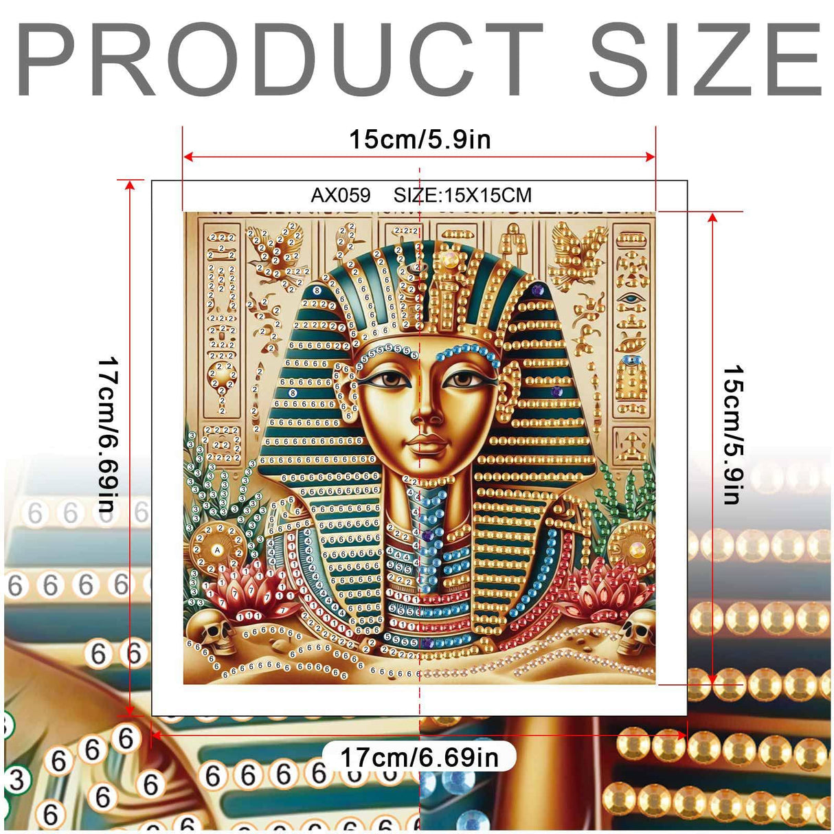 MVVMTOP Diamond Painting Kit, 5D DIY Egyptian Pharaoh, Special Shape Crystal Artificial Diamond Art Partial Mosaic Handicraft for Beginners, Wall Decor Gift for Bedroom, Office, Living Room 6.7x6.7in MVVMTOP