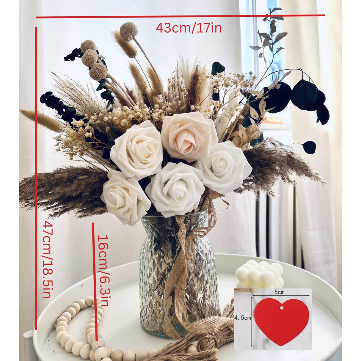 100pcs Artificial Flowers Arrangement With Vase Included, Dining Table Centerpiece Decorations, Fake Flowers in Vase, Dried Pampas Grass Floral Centerpieces, Coffee Table Decor, Centro de Mesa RyddeligHome
