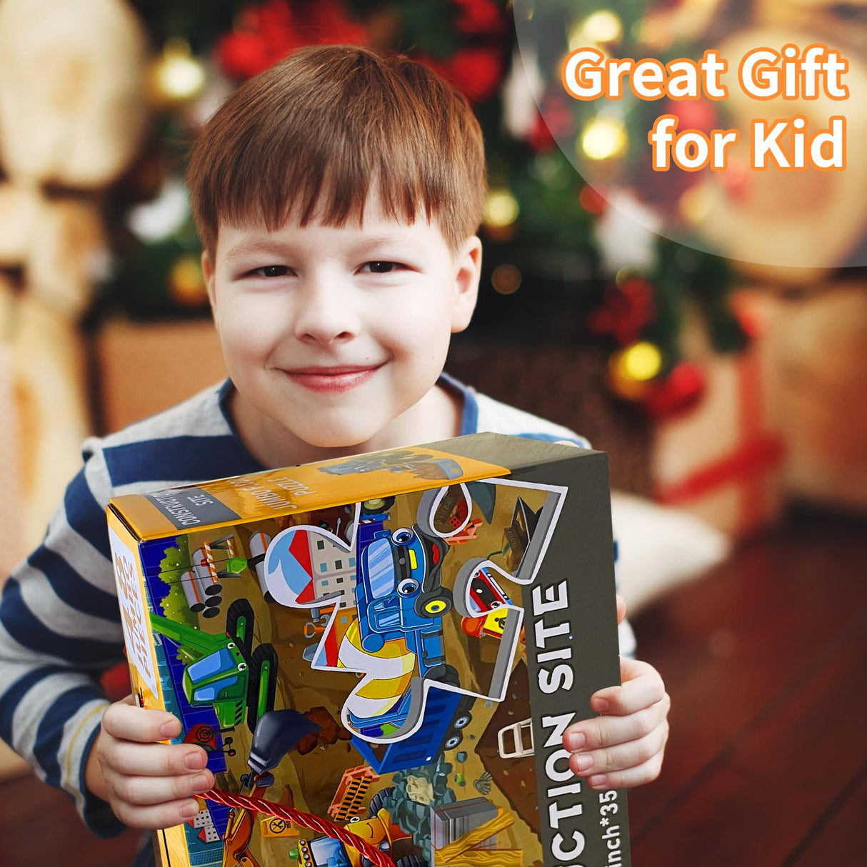 Jadeso 48 Pieces Jumbo Floor Puzzles for Kids ages 3-5, Puzzle for Kid Ages 4-6, Construction Site Jigsaw Large Puzzles, Children Learning Preschool Educational Toys, Great Gift for Kids 4-8 Years Old Jadeso