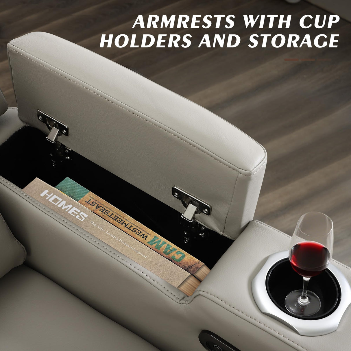 Neptane Dual Motor Power Reclining Loveseat with Wireless Charge, Power Loveseat Recliner Sofa with Adjustable Headrest/LED Light/Armrest Storage, Wall Hugger Couches for Living Room (Grey, 2 Seater) Neptane