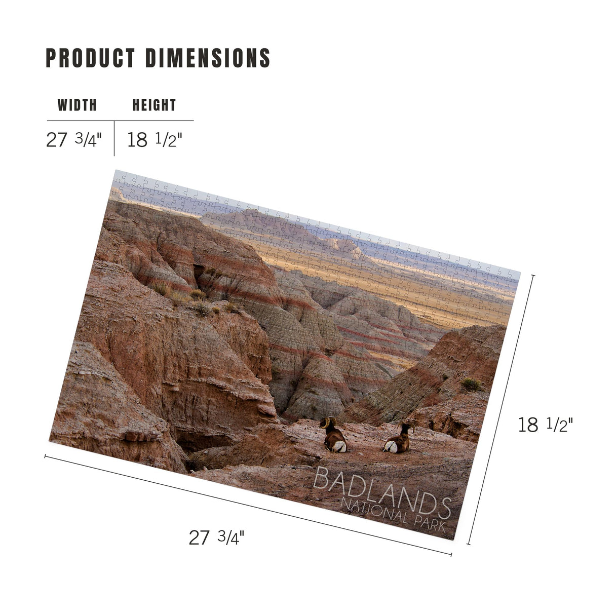 Badlands National Park, South Dakota, Rams Resting (1000 Piece Puzzle, Challenging Jigsaw Puzzle for Adults, Made in USA) Lantern Press