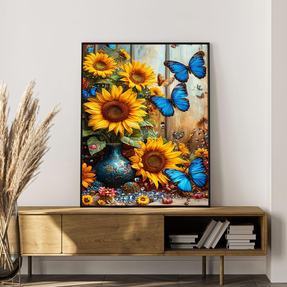 Paint by Numbers Kit for Adults Beginner Sunflower, Butterfly Adult Paint by Number Kits on Canvas, Flower DIY Acrylic Oil Painting by Numbers for Adults, Perfect for Home Wall Decor 16X20 Inch Okarina