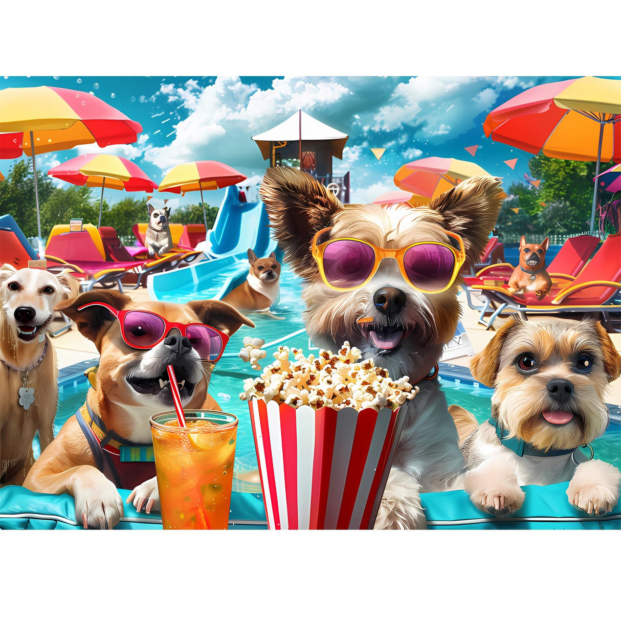 300 Piece Jigsaw Puzzle for Adults, Fun at The Amusement Park Dog Puzzles, Funny Puppy Jigsaw Puzzles, Animal Pet Lover Challenging Puzzles for Friends Family Activity Game Nights Gifts VOLUVOLU
