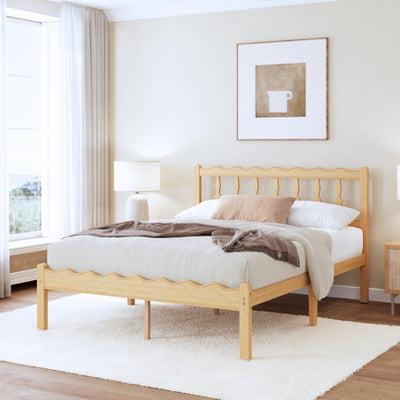 ZIYOO Solid Bamboo Wood Full Size Bed Frame with Headboard, 14 inch Platform Bed Frames Full No Box Spring Needed with Steel Slats, Sturdy and Stable, Easy Assembly, Noise Free