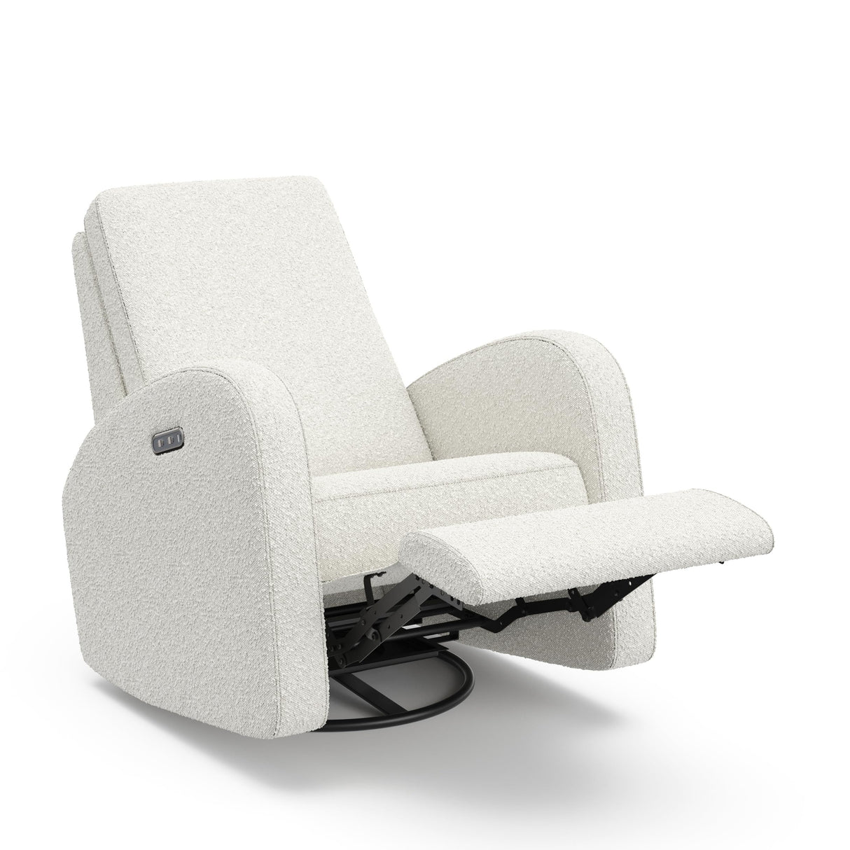 Storkcraft Santa Monica Power Recliner Swivel Glider (Ivory Boucle) – Effortless Electronic Power Recline, USB-A & USB-C Charger STORKCRAFT