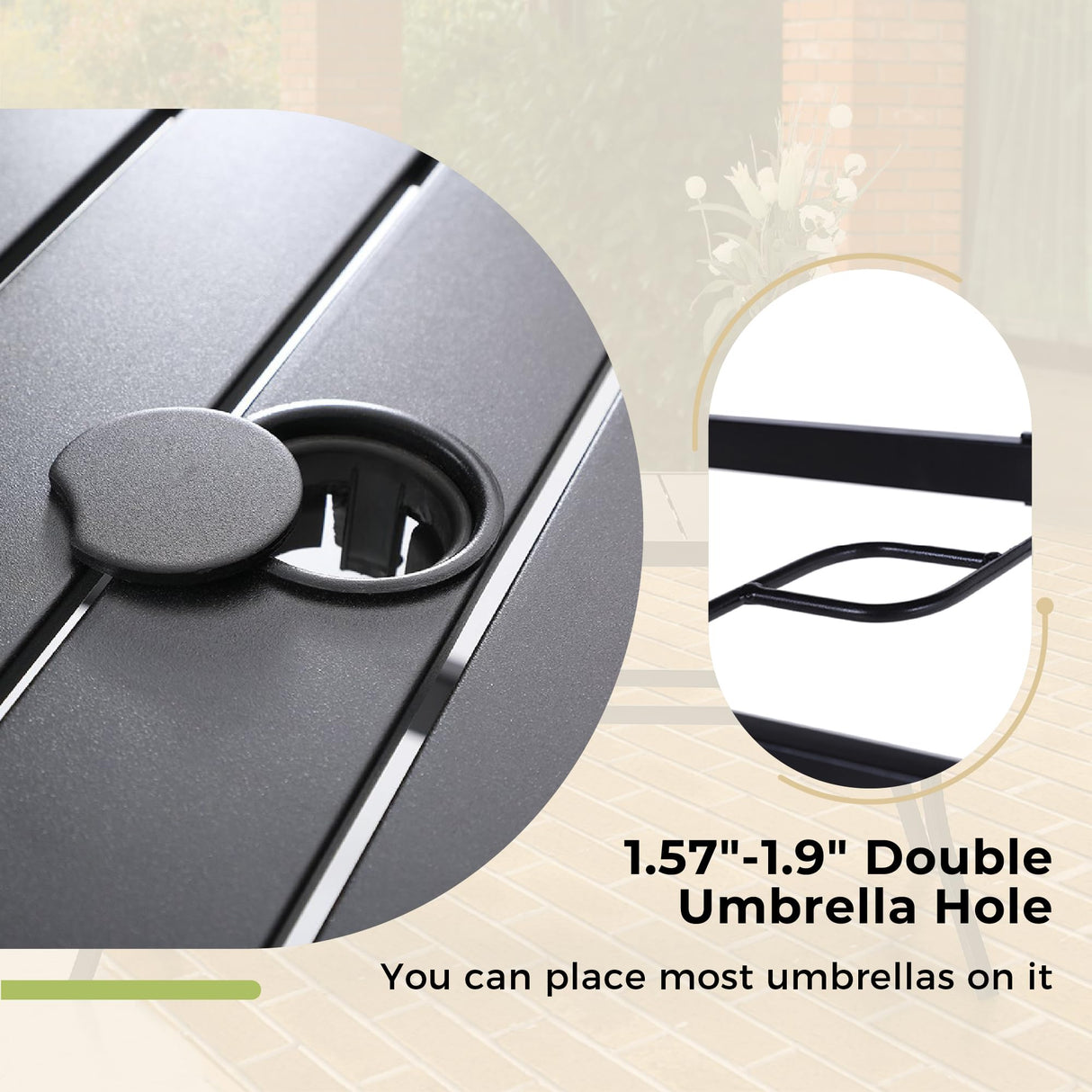 MIXPATIO 5-Piece Patio Table and Chairs Set for 4, Outdoor Dining Set with Blue Chairs and 37" Square Metal Umbrella Table for Deck Backyard Lawn MIXPATIO