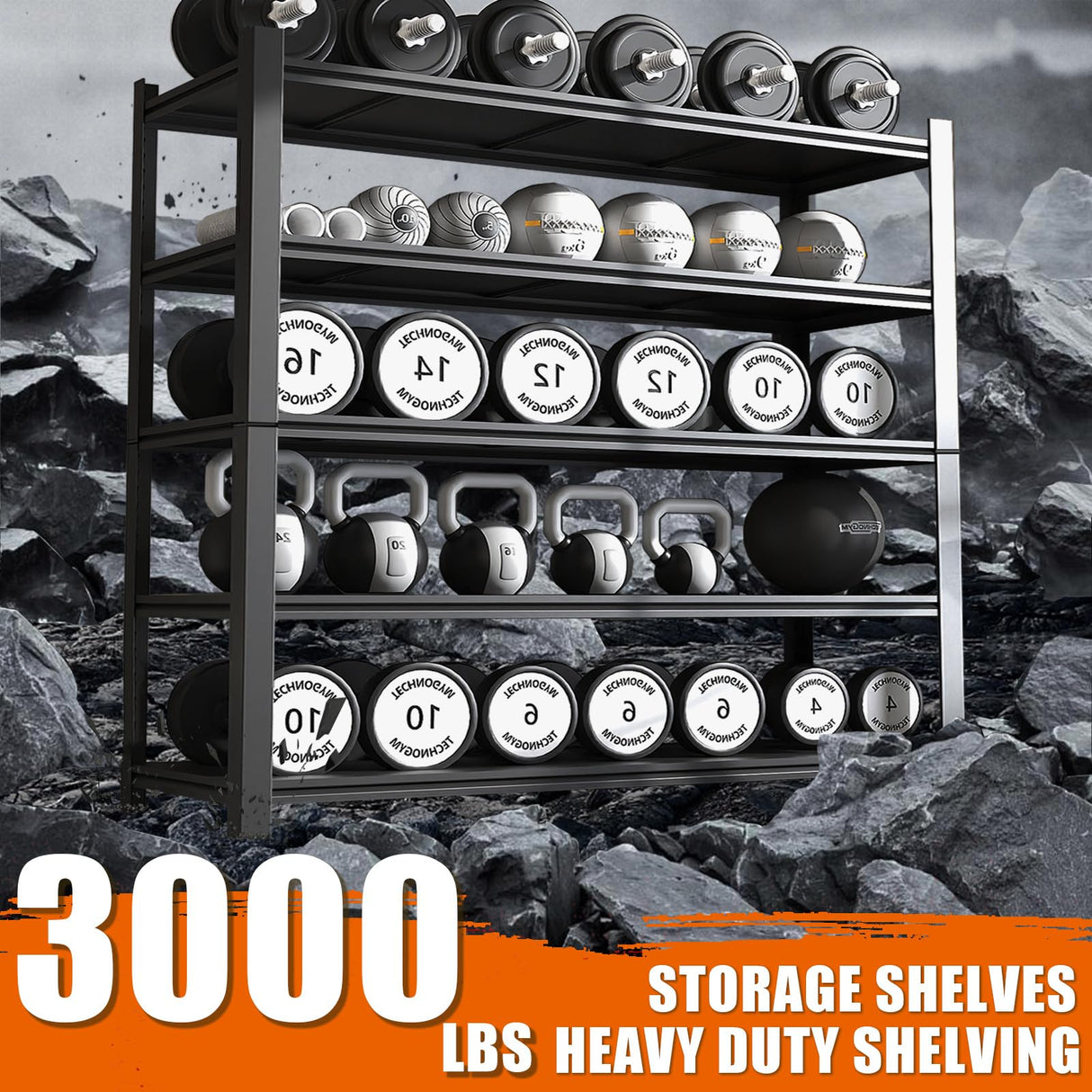 Howzone 60" W Garage Shelving Heavy Duty Metal Shelving 3000LBS Storage Shelves Adjustable 5 Tier Metal Shelves for Storage Industrial Shelves for Garage, Warehouse, 24.2" D x 60'' W x 72'' H Howzone