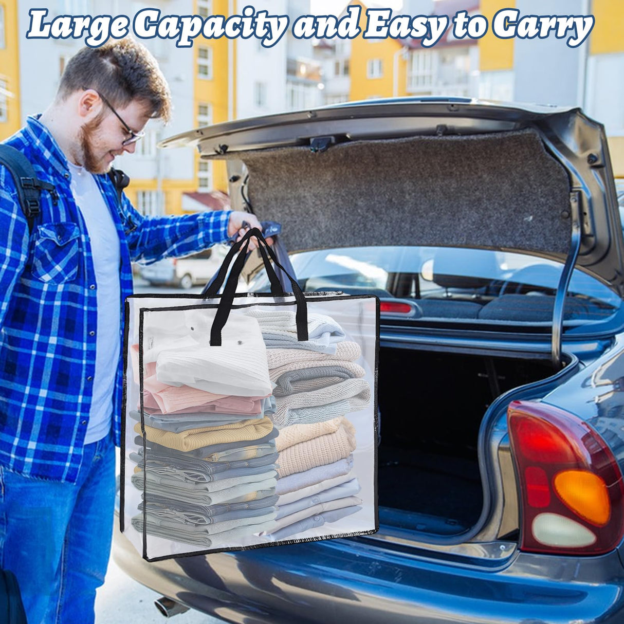 LDXDRU 5 Pack Wreath Storage Container, 26" Christmas Wreath Storage Bag, Clear Plastic Wreath Bags with Sturdy Handles for Holiday Wreaths Storage, Bed Sheet & Blanket LDXDRU