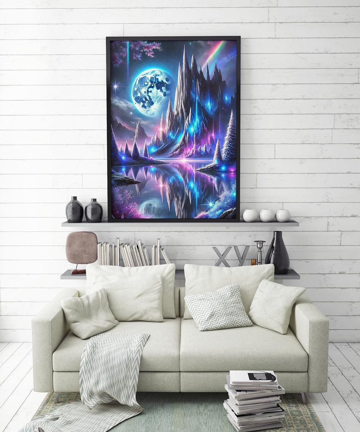 APTDYIGL 5D Moon Landscape Diamond Painting Kits for Adults Beginner,DIY Moon Landscape Diamond Art Kits for Adults,Round Full Drill Diamond Dots with Gem Art Kits,Home Wall Decor 12x16inch APTDYIGL