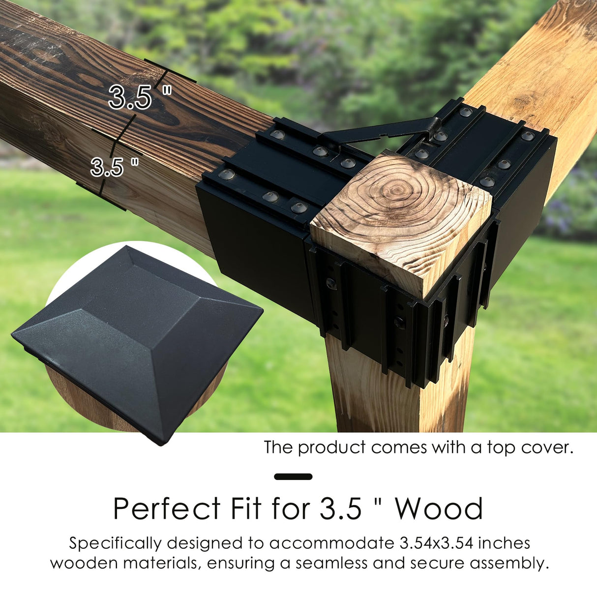 Kozyard Pergola Brackets, 4 Pack Pergola Kit 3-Way Right Angle Corner Bracket with Pergola Post Base for 4x4'' (Actual: 3.5x3.5'') Wood Beams Elevated Wood Stand Kit Pergola/Gazebo Kit Kozyard