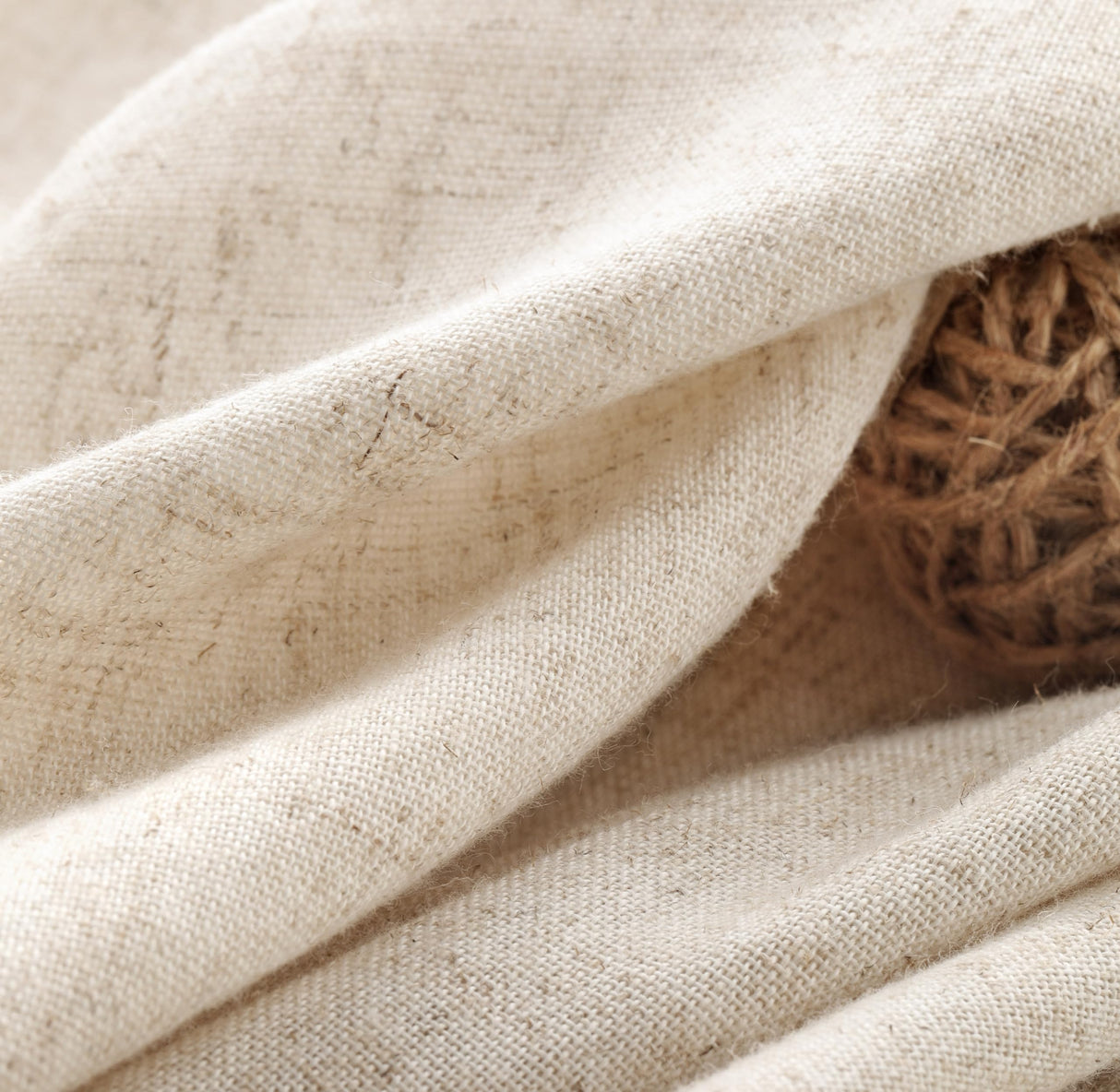 Awellife Linen Farmhouse Shower Curtain with A Ruffle Shower Curtain for Bathroom, Beige Natural 72"x72" 12 Hooks Awellife