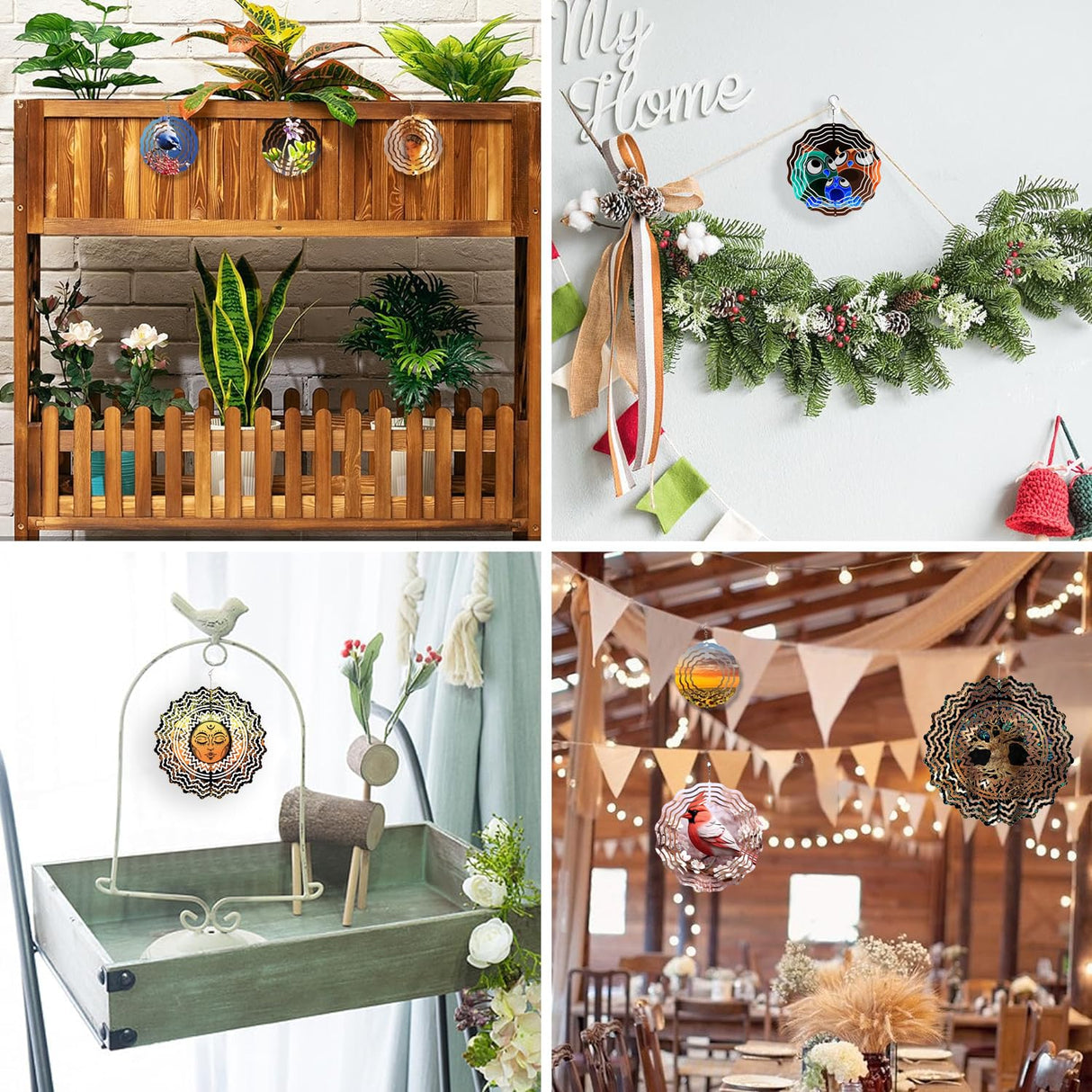 9PCS Sublimation Wind Spinner Blanks Set, 3D Aluminum Hanging DIY Crafts Ornaments for Indoor Outdoor Terrace Garden Heat Press Transfer Sublimation Blanks Wind Spinners Zeloyaut