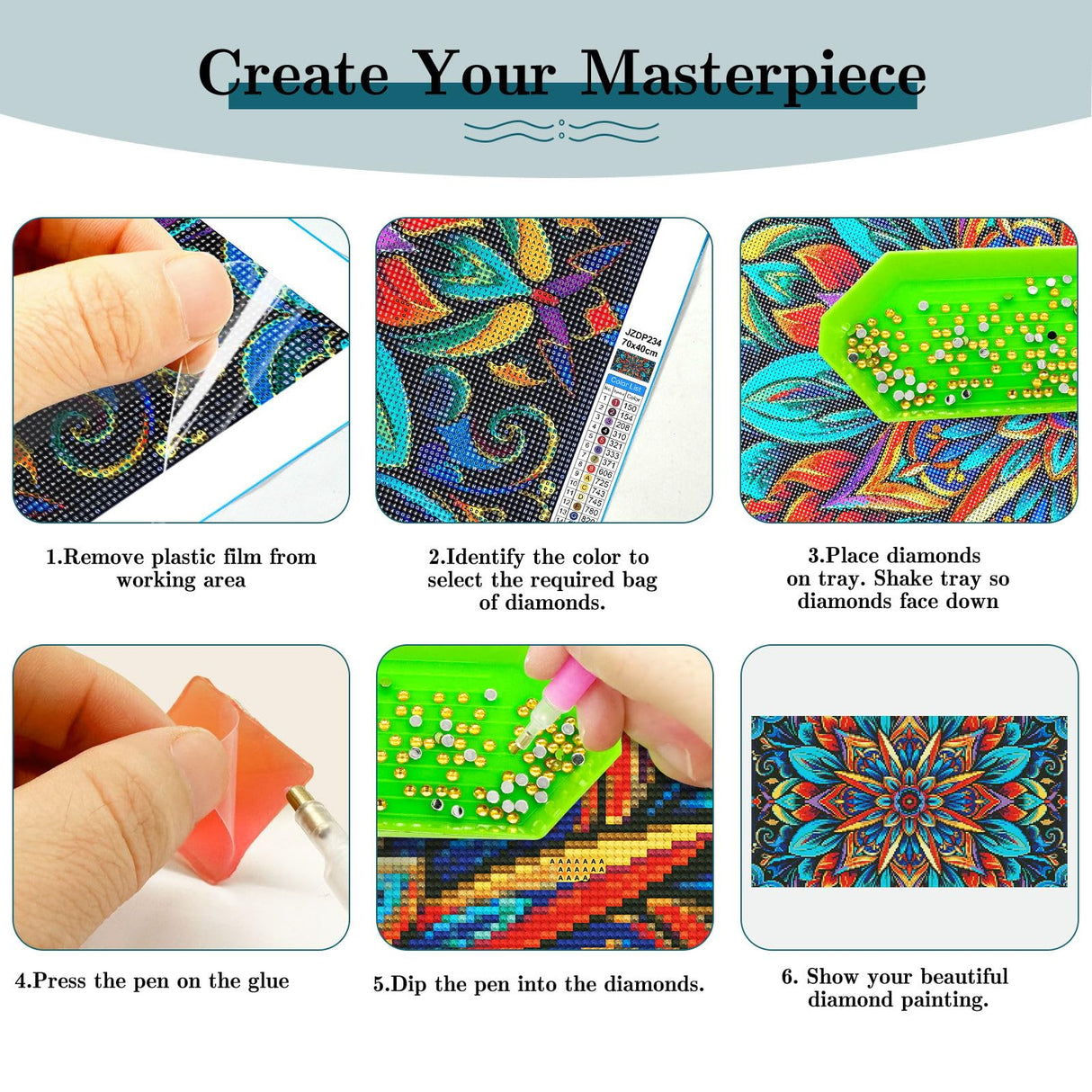 JOOZ Large Diamond Art Kits for Adults - 5D Mandala Diamond Painting Kits for Adults, DIY Full Drill Large Mandala Diamond Art Painting, Gem Painting Kit for Home Wall Decor 27.5 X 15.7 Inch JOOZ