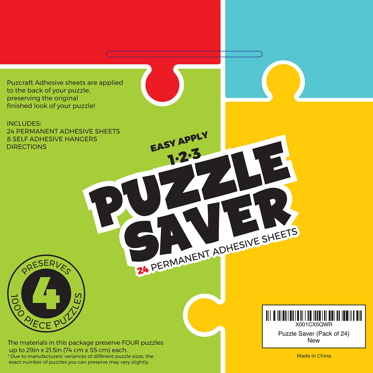 Puzcraft Puzzle Saver Adhesive Sheets (24 Sheets) Easiest Alternative to Messy Puzzle Glue Puzcraft