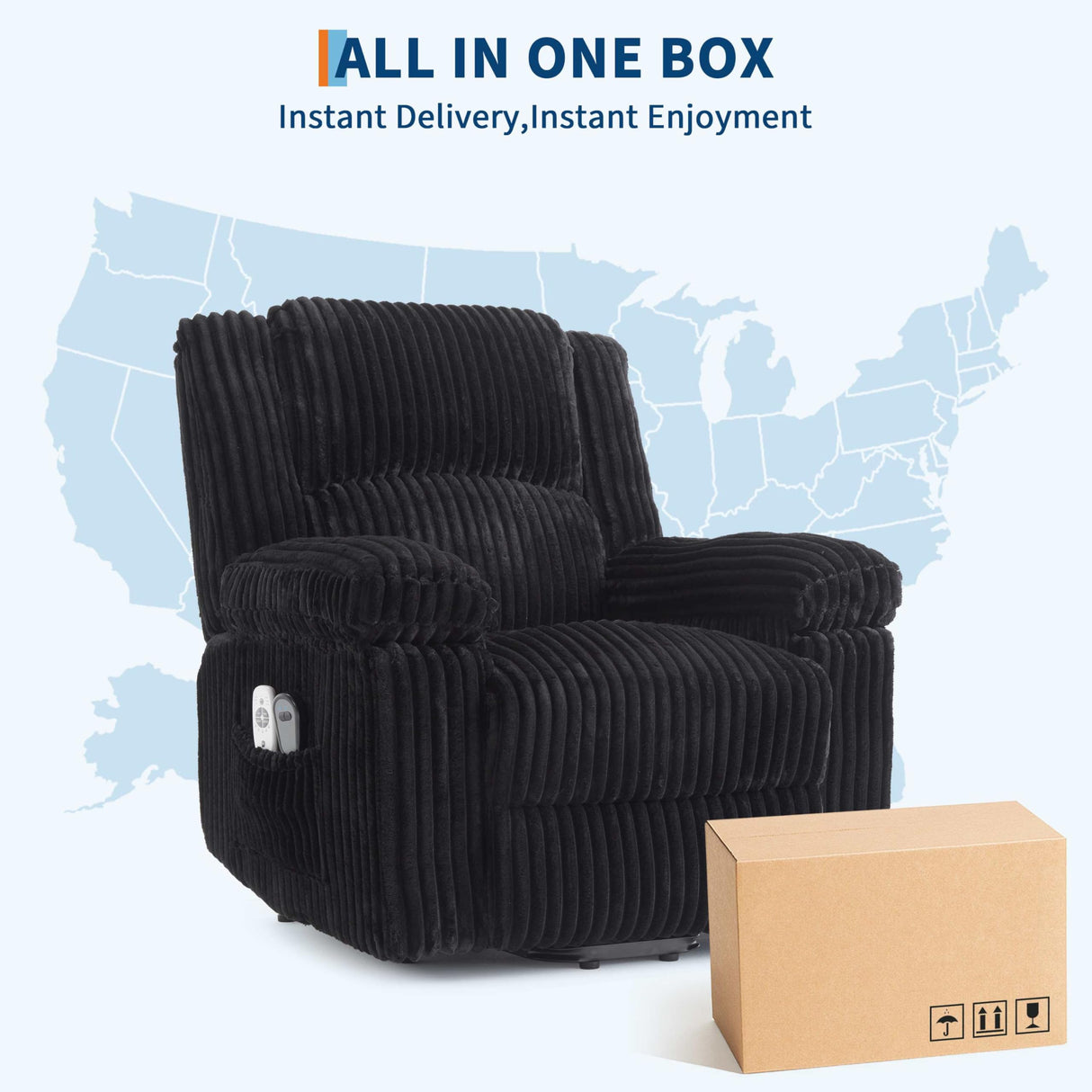 GarveeHome Power Lift Recliner Chair - Heat and Massage, Electric Lift Plush Recliner with Soft Padded Seat, Back Support & Armrests, Designed for The Elderly and People with Mobility Impaired GarveeHome