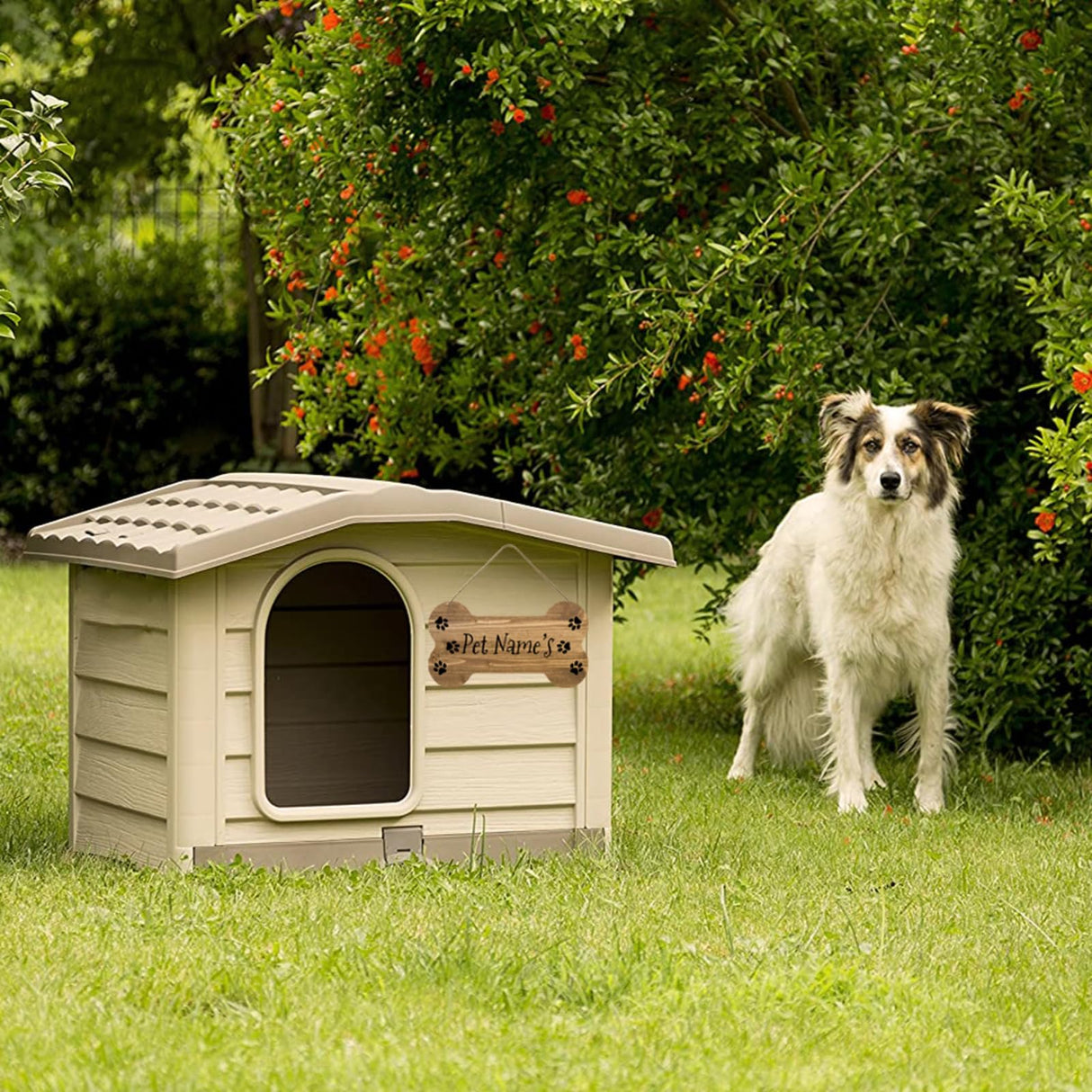 Generic Personalized Dog Bone Sign with Name Custom Dog House Wood Sign Paw Prints Sign for Home Farmhouse Wall Decor, 8.4 x 4.8 inch WoodArtSupply