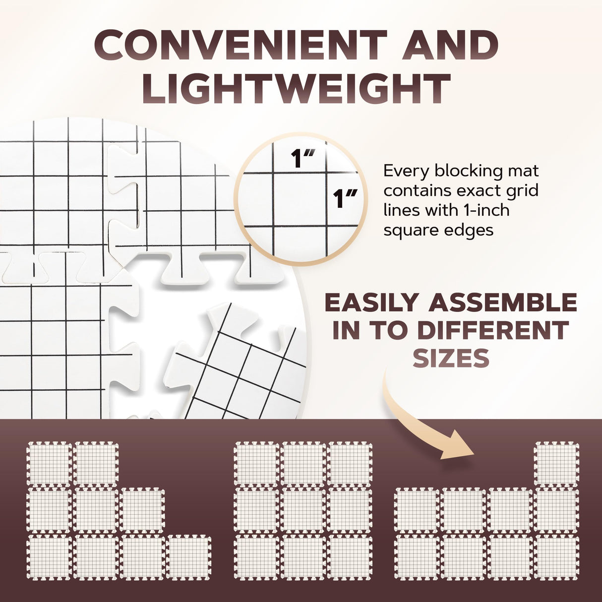 UMIEN™ Blocking Mats for Knitting (9-Pack) - Extra Thick Blocking Boards for Crochet Projects with Grids - Suitable for Needlepoint Or Crochet - Included 100 T-Pins & Storage Bag UMIEN
