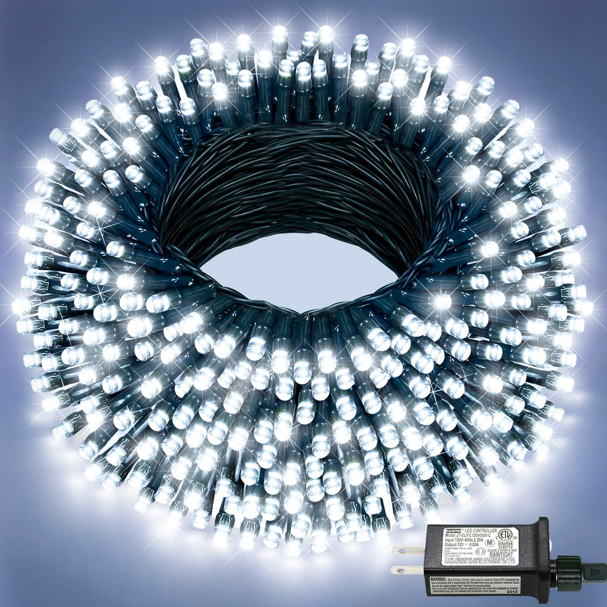 100FT 300 LED Christmas Tree Lights, Christmas Lights Outdoor with 8 Modes Waterproof, Green Wire Plug in String Twinkle Lights for Indoor House Patio Weeding Holiday Decorations, White Nielfoi